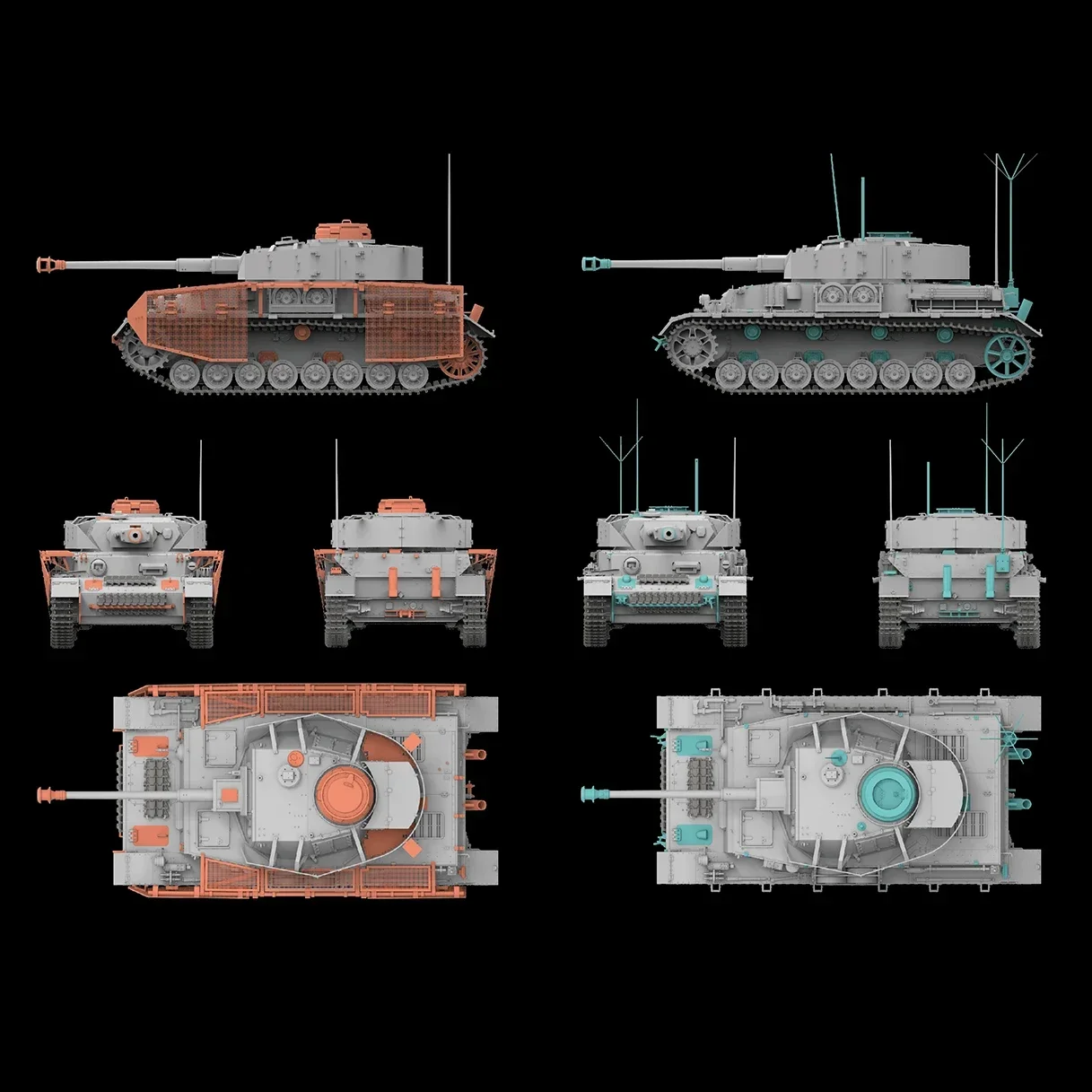 Ryefield model RFM assembling tank model kit RM-5033 Panzer IV J late model/artillery observation car 2 in1 1/35 Scale