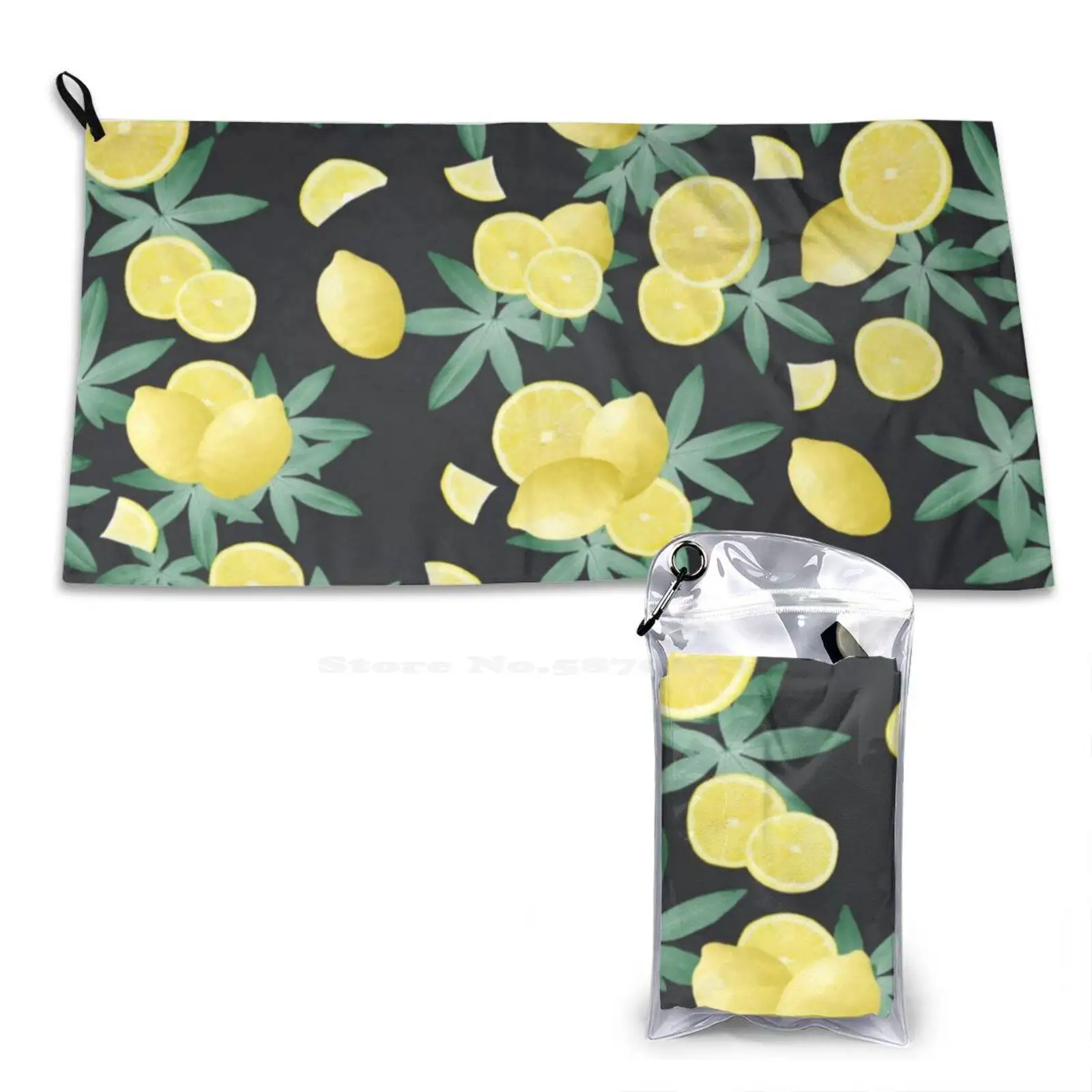 Lemon Twist Vibes #5 #Tropical #Fruit #Decor #Art Soft Washcloths Face Towel Color Collage Pattern Green Leaves Tropical Vibes