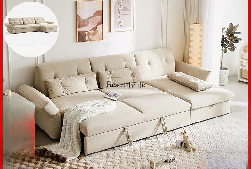 

Modern simple folding dual-purpose fabric sofa bed living room storage