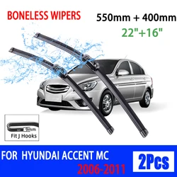 For Hyundai Accent MC 2006-2011 Car Front Wiper U-Shape Soft Rubber Boneless Wiper HD Silent Durable Car Wiper 22