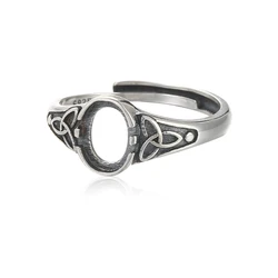 Ring Blank (6x8mm Oval Blank) Adjustable Thai Sterling Silver Ring Setting Antique Style Oval Cabochon Ring Base
