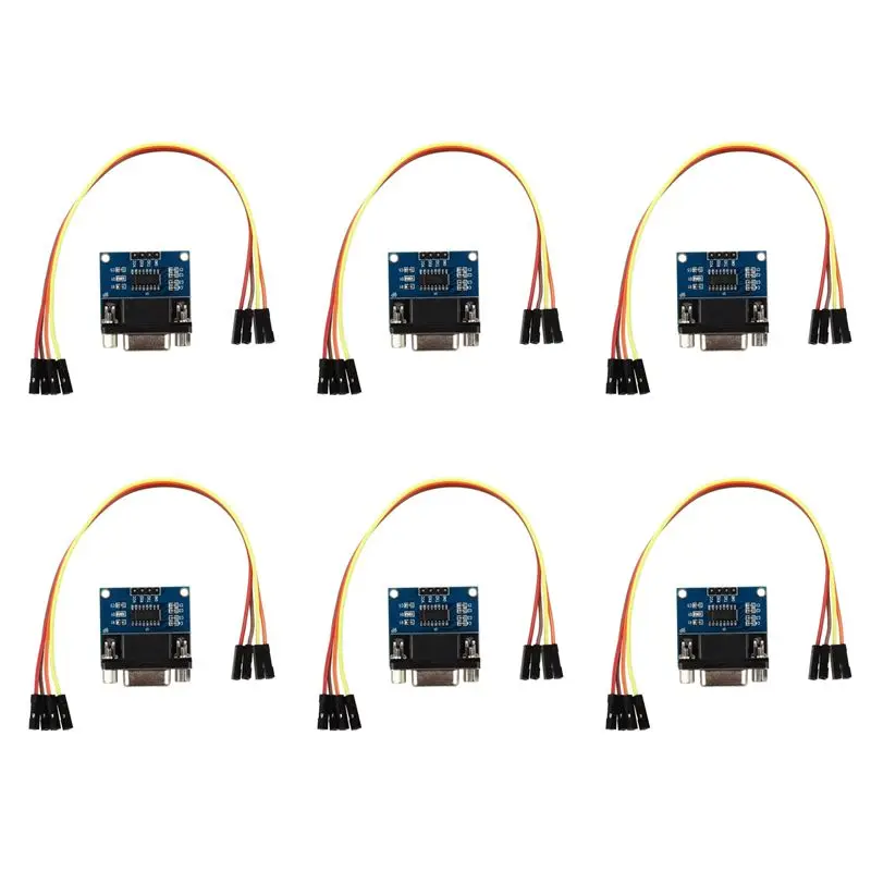 FFYY-6X MAX3232 RS232 Serial Port To TTL Converter Module DB9 Connector W/ 24 Jump Cables