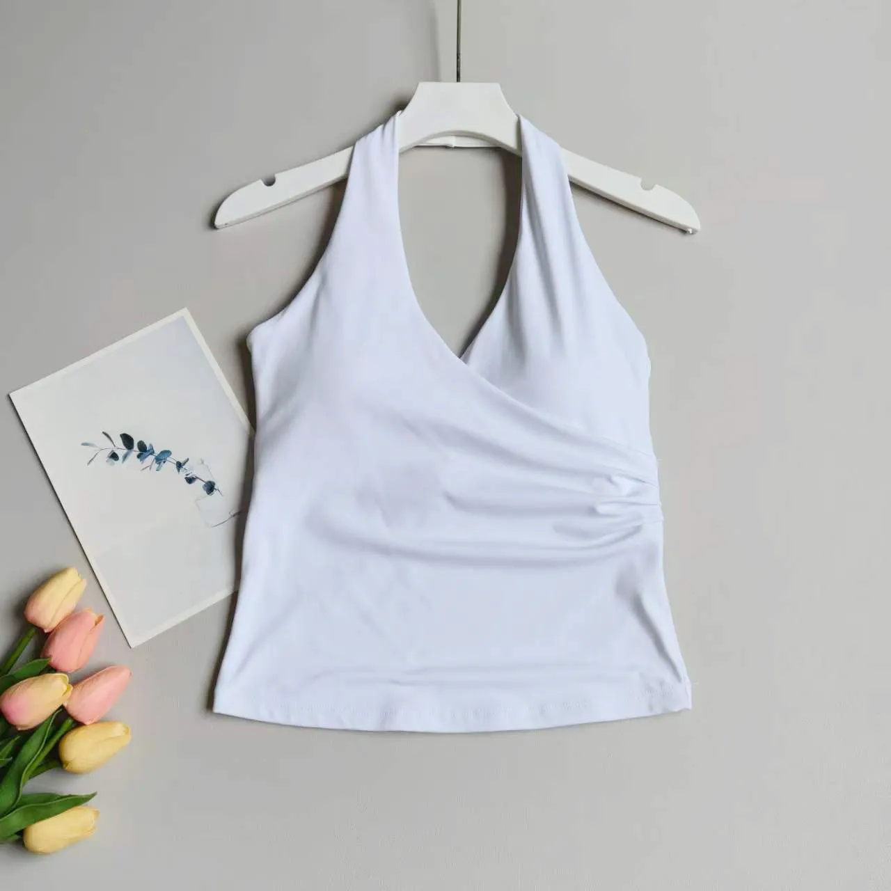Hanging Neck Yoga Vest Women High Elasticity Comfortable Breathable Cross Back Beauty Slimming Sports Fitness Bra External Wear