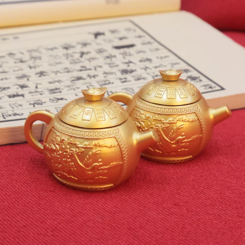 Dragon and Phoenix Handle Teapot Mini Small Teapot Instantly Spin Chinese Style Handle Piece Mahjong Craft