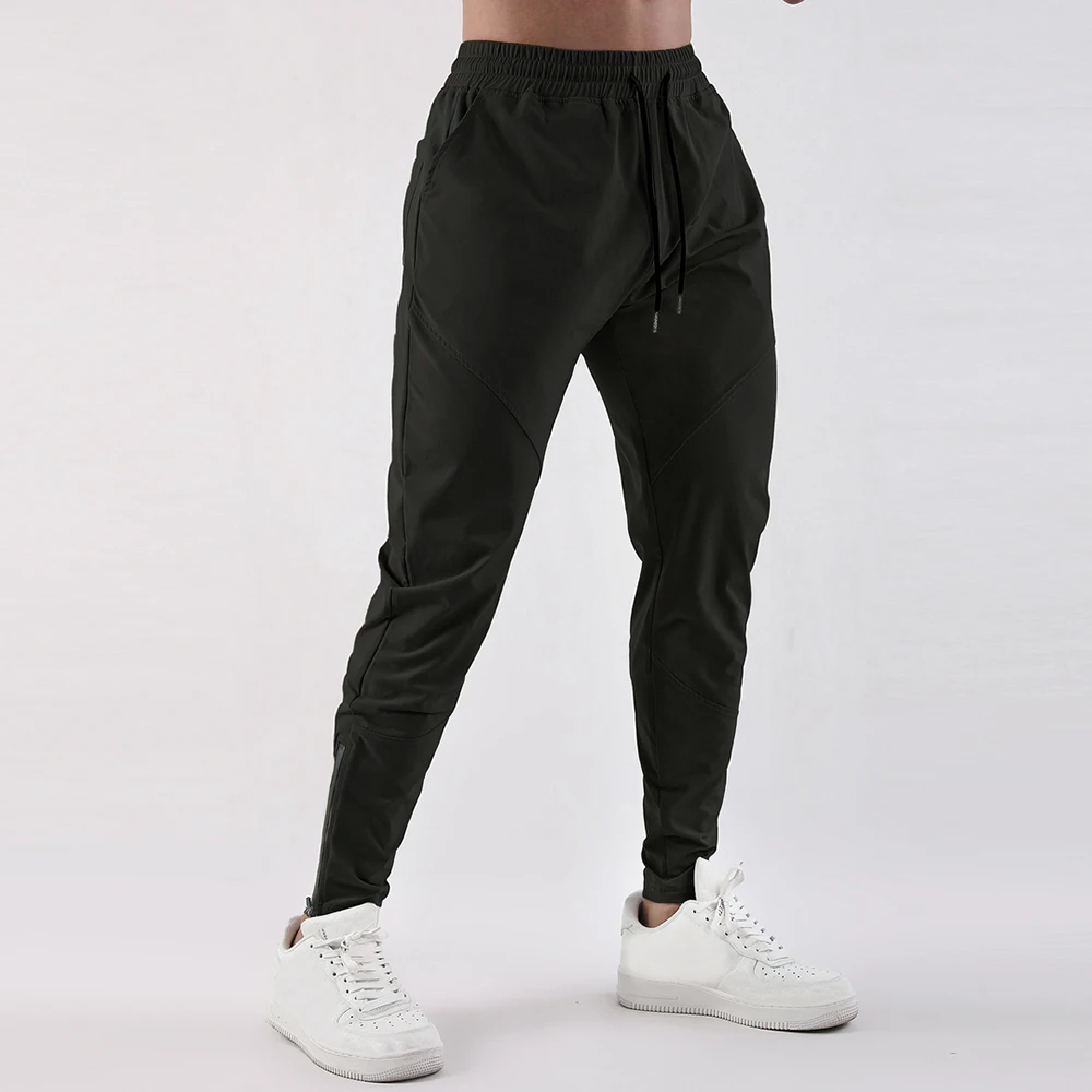 Running Sweatpants Ice Silk Foot Zipper Quick Drying Men Fitness Casual Pants Invisible Open Crotch Outdoor Sex Breathable Thin