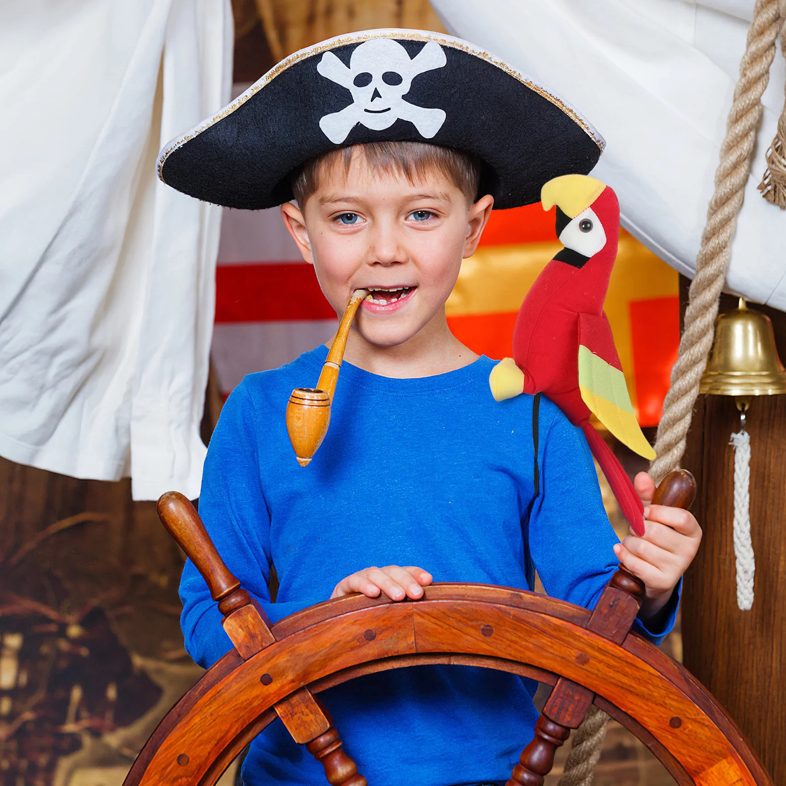 

1Set Pirate Costume Parrot on Shoulder Cartoon Soft Animal Prop Realistic Simulation Bird for Cosplay Parrot on Shoulder