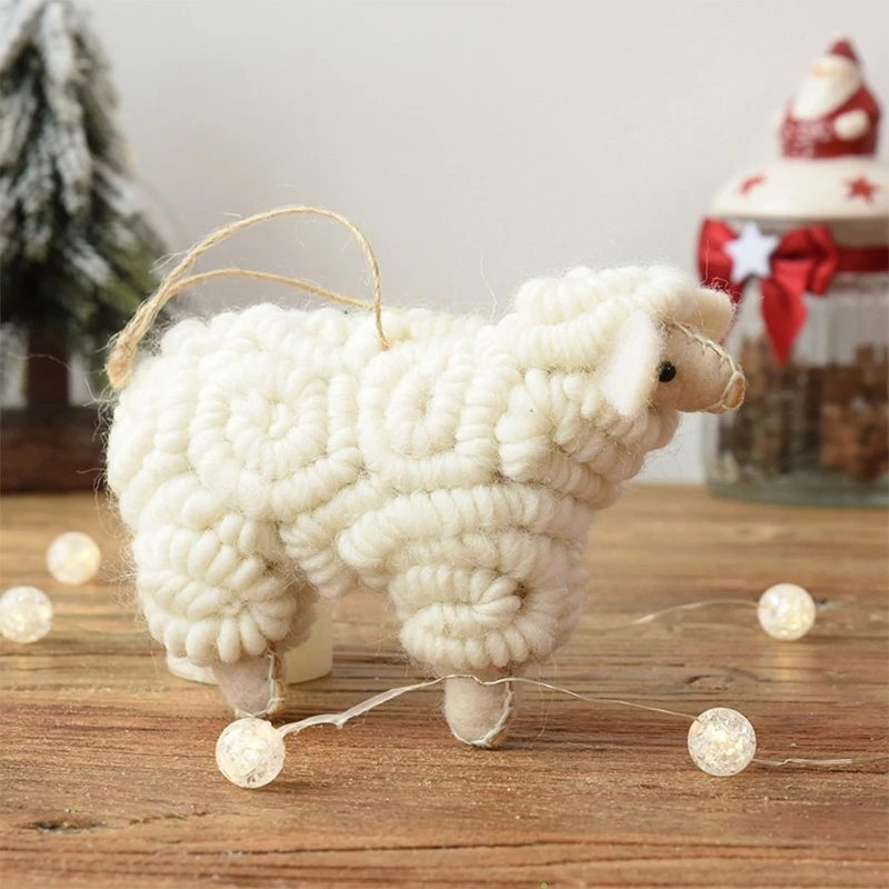 Felt Christmas Pendants White Sheep Xmas Longstockings Toy Adornment for Holiday Halloween Decorative Accessories Drop Shipping