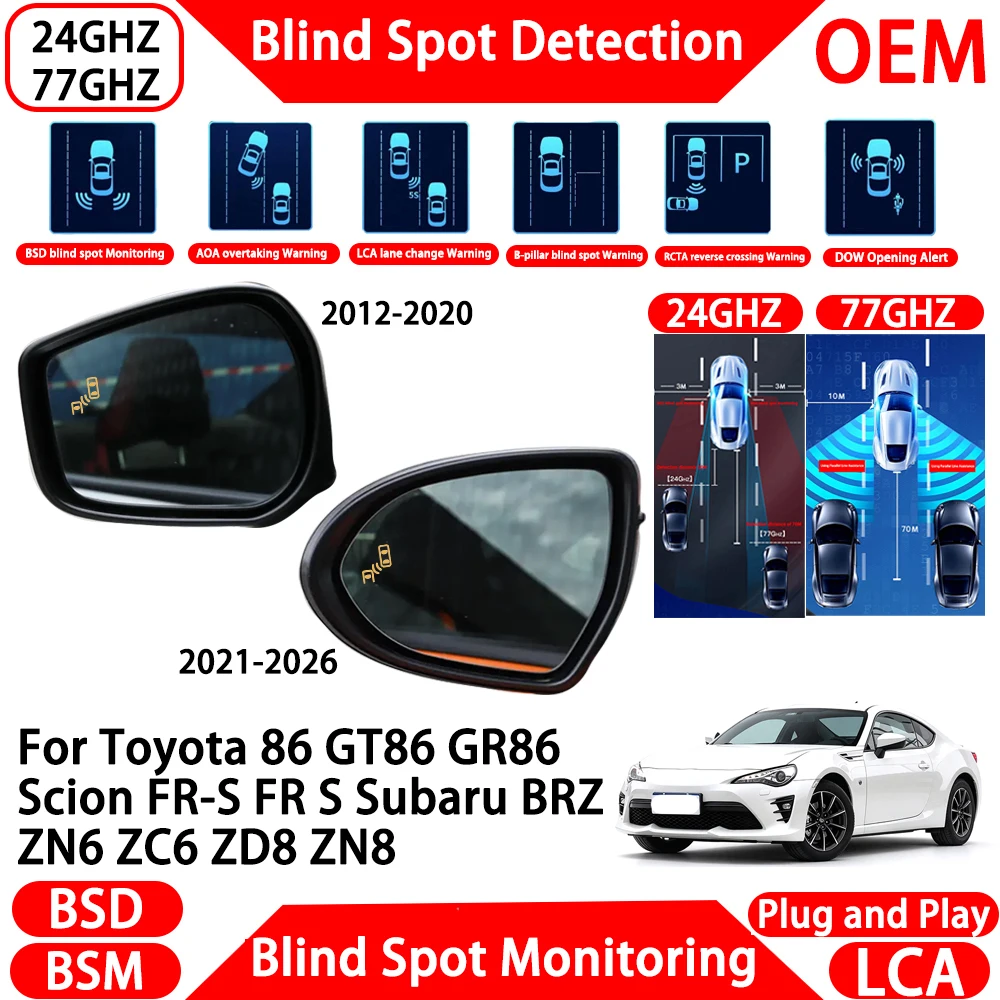 for Toyota 86 GT86 GR86 Scion FR-S FR S Subaru BRZ ZN6 ZC6 ZD8 ZN8 Blind Spot Assist Monitoring Detection System Millimeter Wave