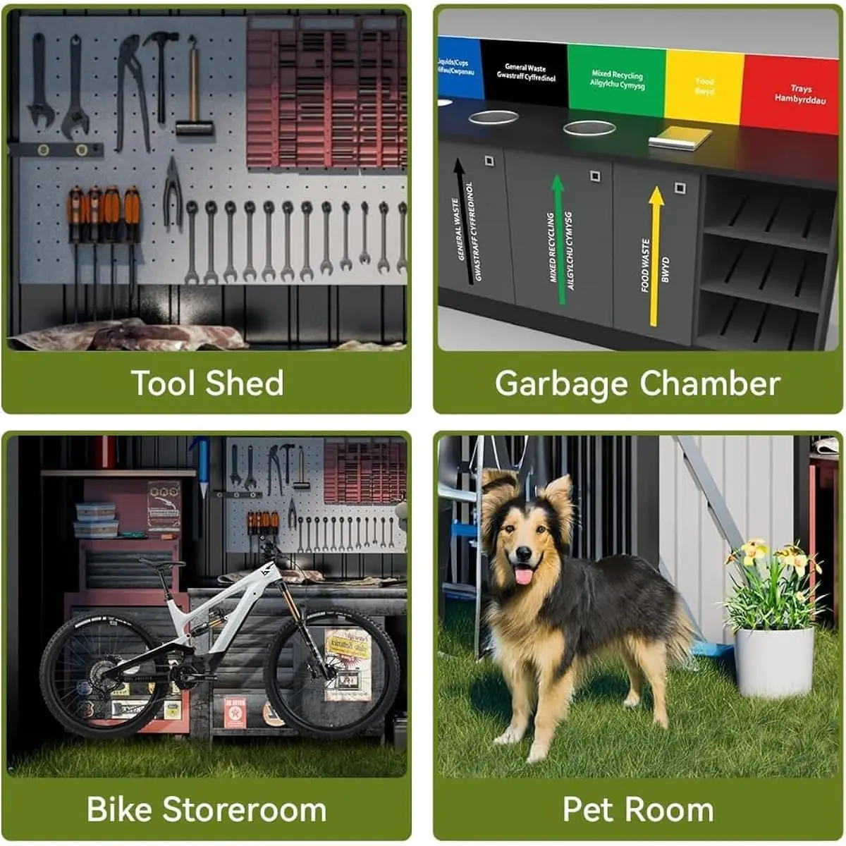 Weatherproof Galvanized Steel Shed with Window and Ventilation for Garden Tools Lawn Mower Storage Secure Double Doors Durable B - view 5