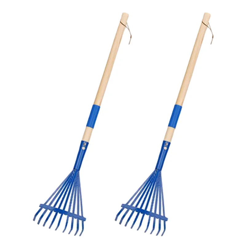 YWDZ-2X Children's Rake With Hardwood Handle And Cute Rake For Children, Garden Tool For Children Over 3 Years Old Blue