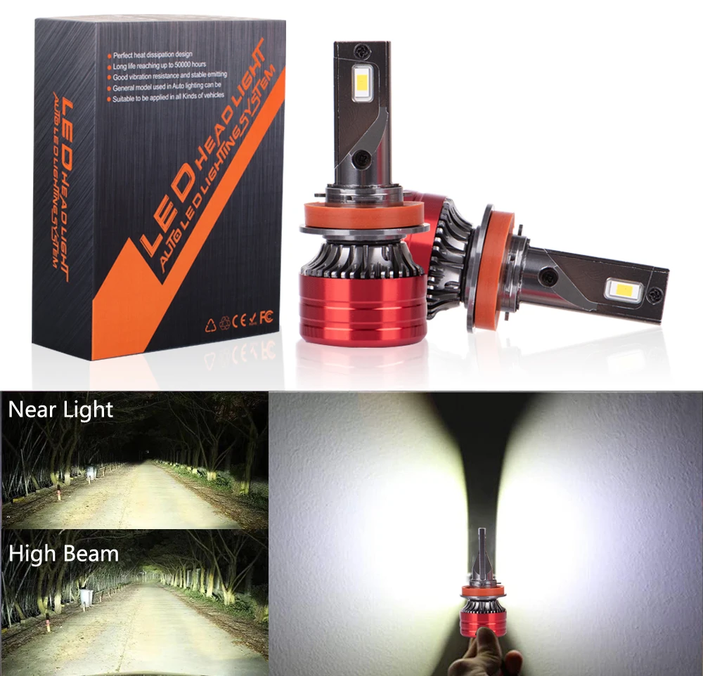 2Pcs Car Headlight H4 H7 LED H11 9005 9006 H1 Auto Bulbs 160W 24000LM Light Lamp 6000K 12V Led Headlight Bulbs