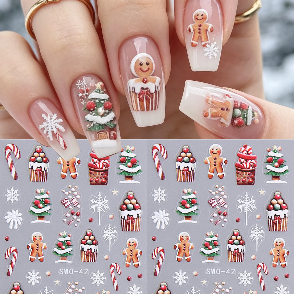 Nail Art For Men - 2pcs Christmas 3D Nail Art Stickers