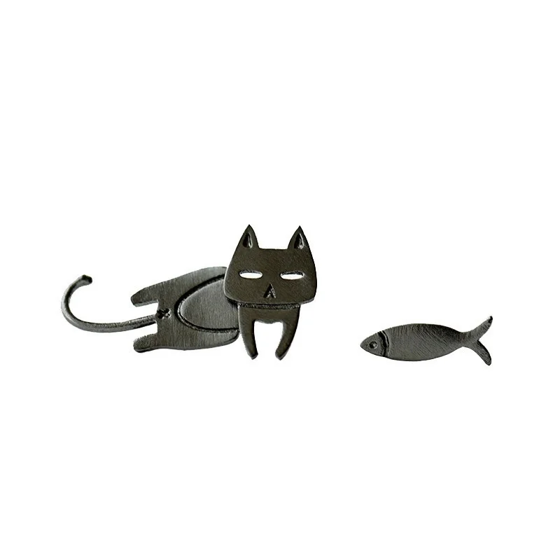 Rinhoo Mini Niedliche Asymmetrische Ohrstecker für Frauen Einfache Tier-Katzen-Fisch-Ohrringe Täglicher Schmuck Geschenk – Detail 6