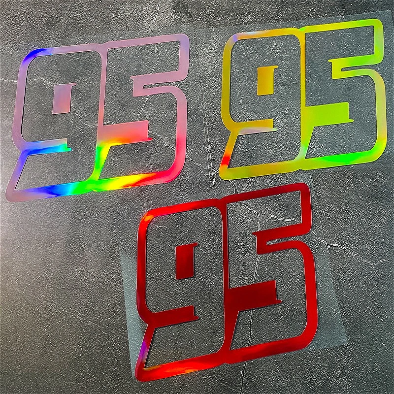 95 Racing Number Motorcycle Holographic Sticker Waterproof Vinyl Decal for Windshield Fuel Tank Trunk Car Window Auto Decor