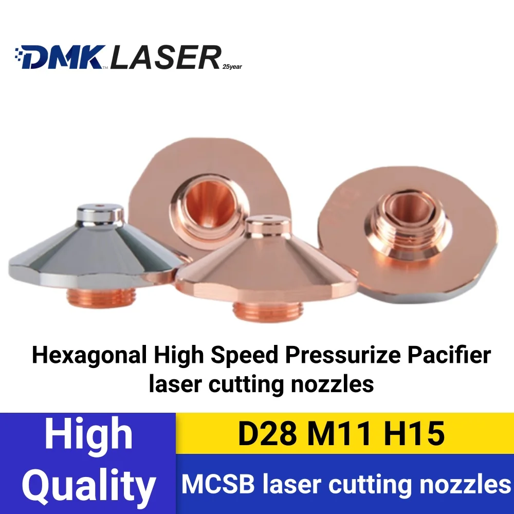 DMK MCSB Laser Cutting copper Nozzles D28 H15 M11 Ruffled edge protrusion raised for HANS Precitec Raytools WSX HSG cutter Head