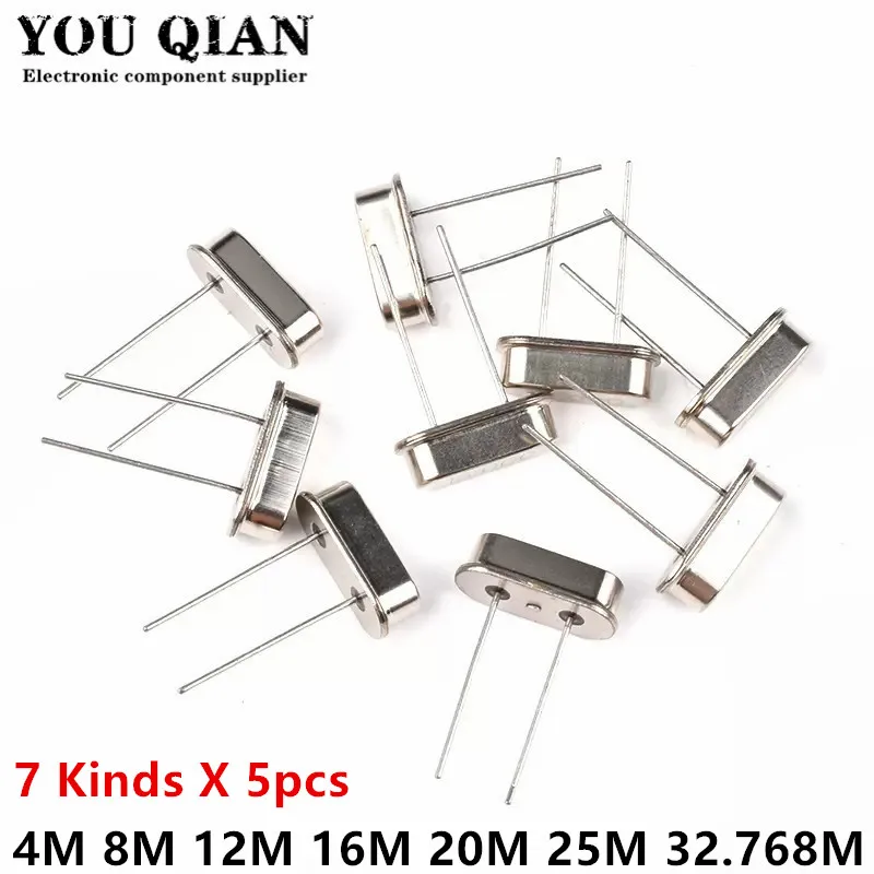 Hc-49s Crystal Oscillator Electronic Kit Resonator Ceramic Quartz Resonator Hc-49 Dip 7 Kinds X 5pcs 32.768k 4 8 12 16 20 25 Mhz