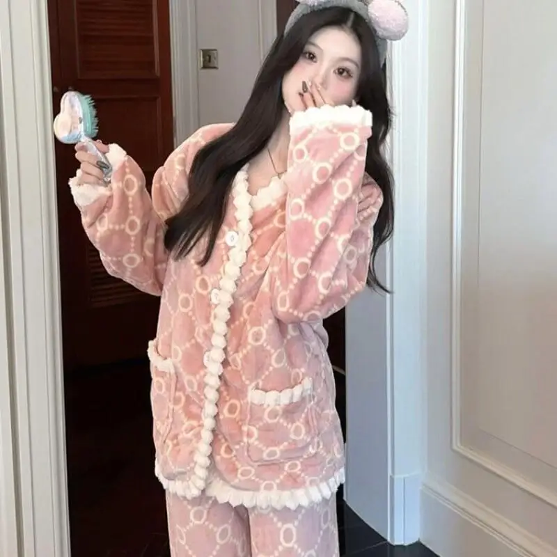 

Модная домашняя одежда, сексуальный пижамный комплект, женский теплый костюм, тренд одежды 2025 года, популярная корейская одежда, осенние наряды, женские спортивные штаны