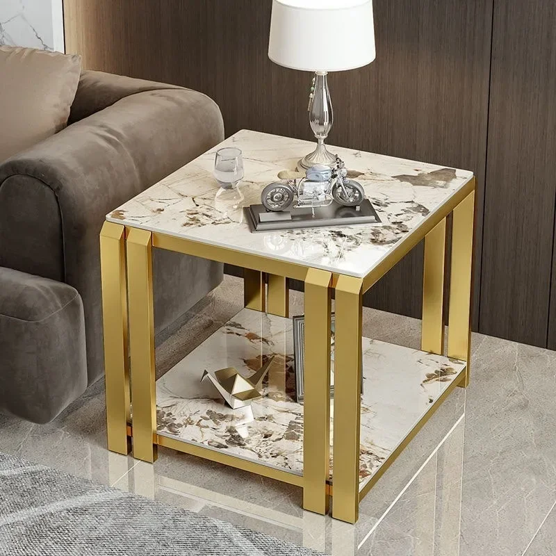 Light luxury high-end living room rock slab sofa  cabinet simple modern small coffee table