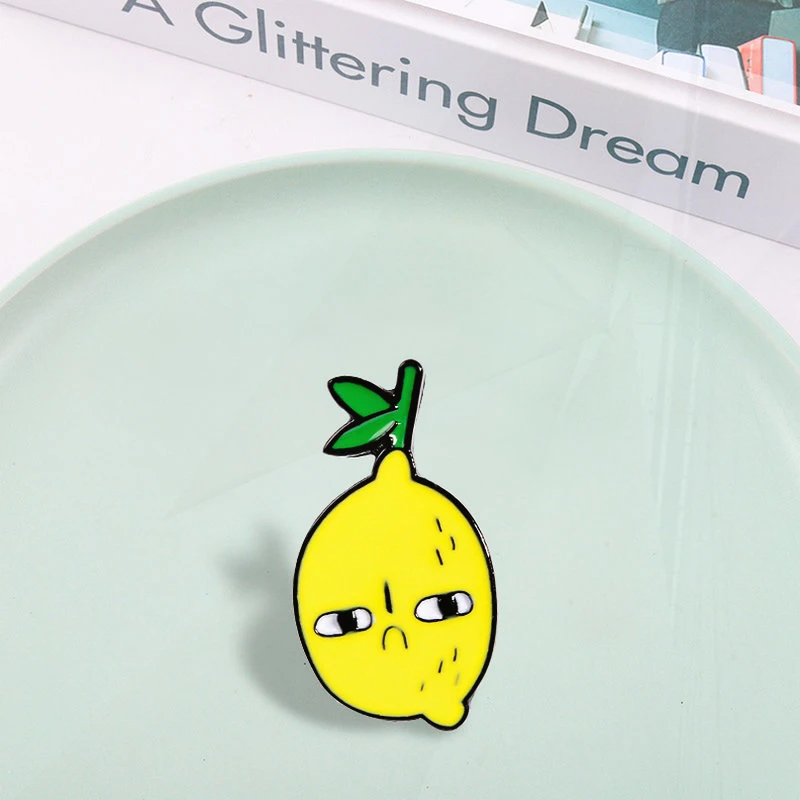 for Shirt Lapel Bag Fruit Badge Cartoon Jewelry Gift for Kids Friends Jealous Lemon Enamel  Pins Custom Envious Face Pines