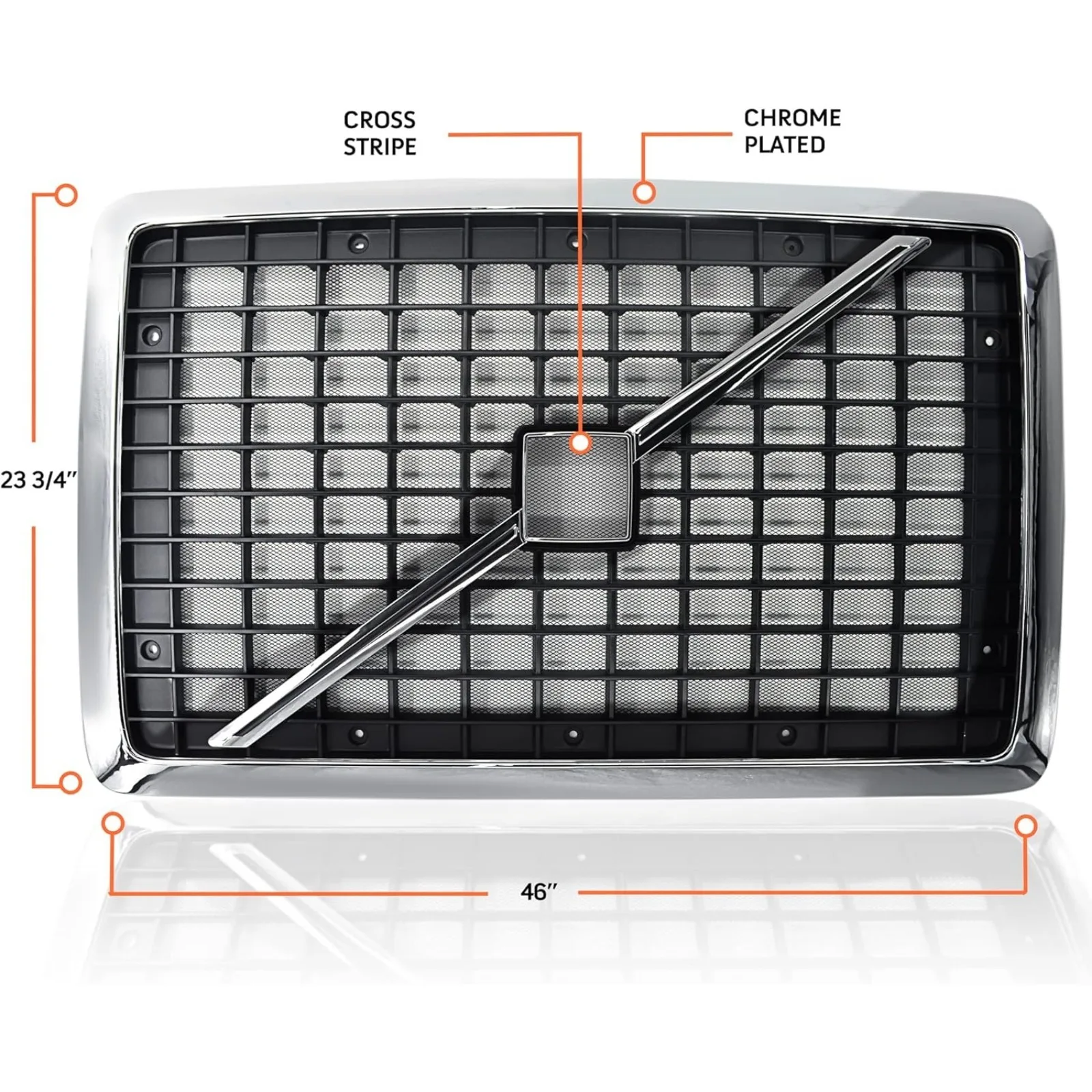 شبكة شواء كروم بديلة أمريكية لشاشة شبه فولفو VNL 2004-2017 مع شاشة حشرات وشريط (TR003)