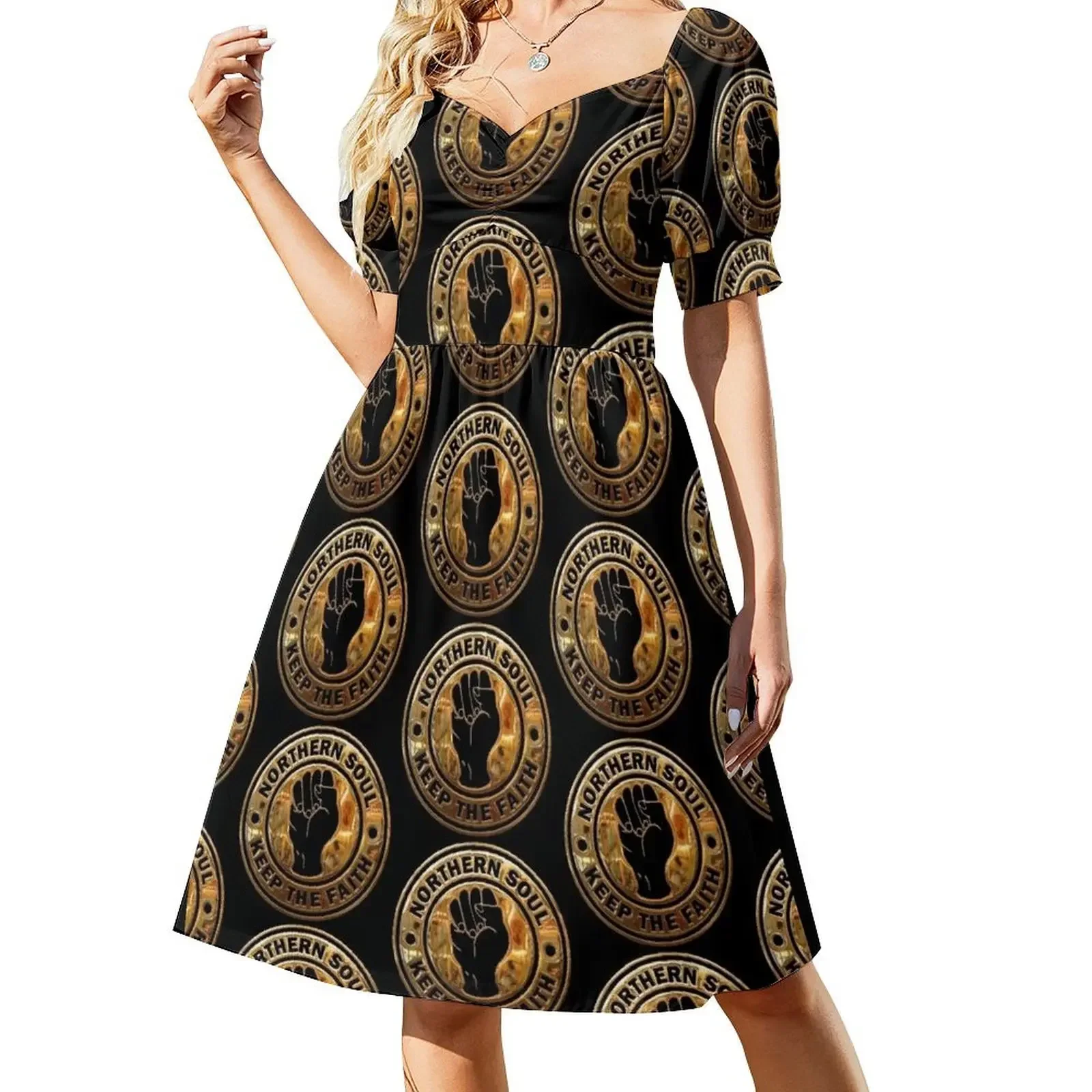 

Northern Soul Keep The Faith in Gold Sleeveless Dress sensual sexy dress for women women's summer jumpsuit Dress