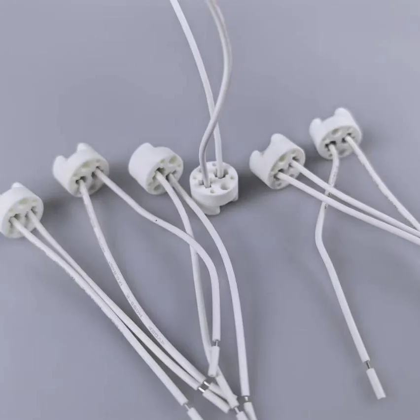 2pcs GU5.3 MR16 Testing Lamp Holder Ceramic Aging Lamp Base Halogen Bulb LED Light Socket Converter With Cable