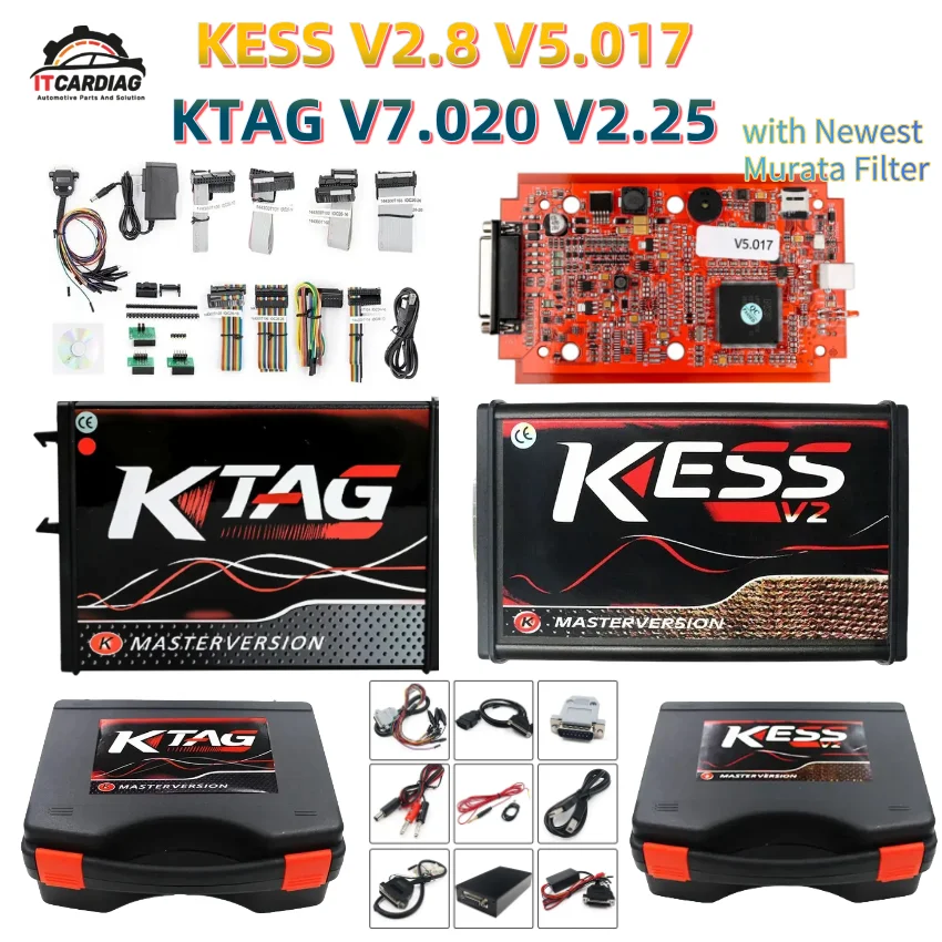 For Ktag V7.020 V2.25 KESS V2.8 V5.017 with Murata Filter ECU Chip Programmer Online EU Unlimited with Toolbox OBD2 Tuning Kit