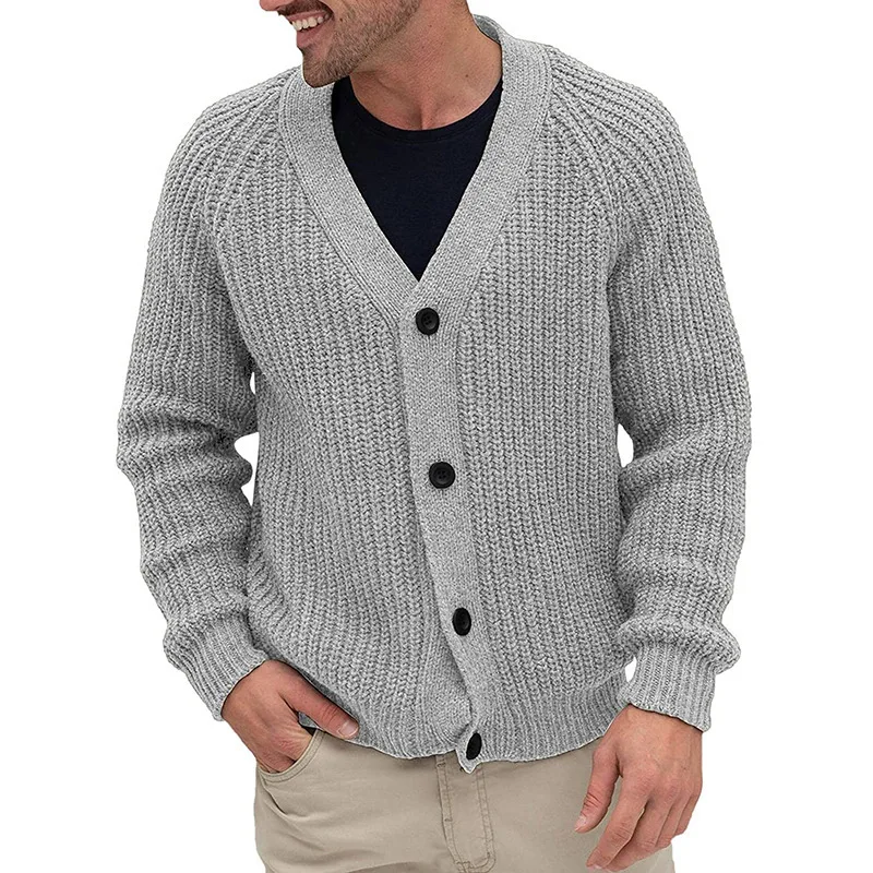 Autumn And Winter New Sweater Men's Solid Color Single-breasted Knitted Cardigan Jacket Men's Clothing
