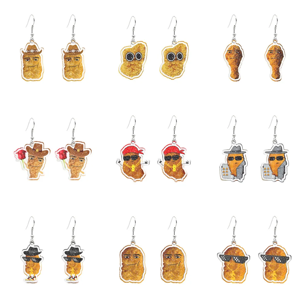 Chicken Nugget Meme Transparent Earrings Dangle Pendant Earrings Design Drop Earrings Acrylic Girls Accessories