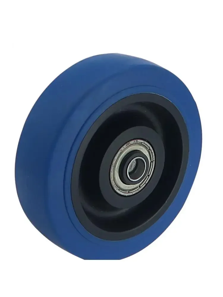 1 Pc 4 Inch Caster Medium Blue Elastic Wheel Single Mute Flat Trolley