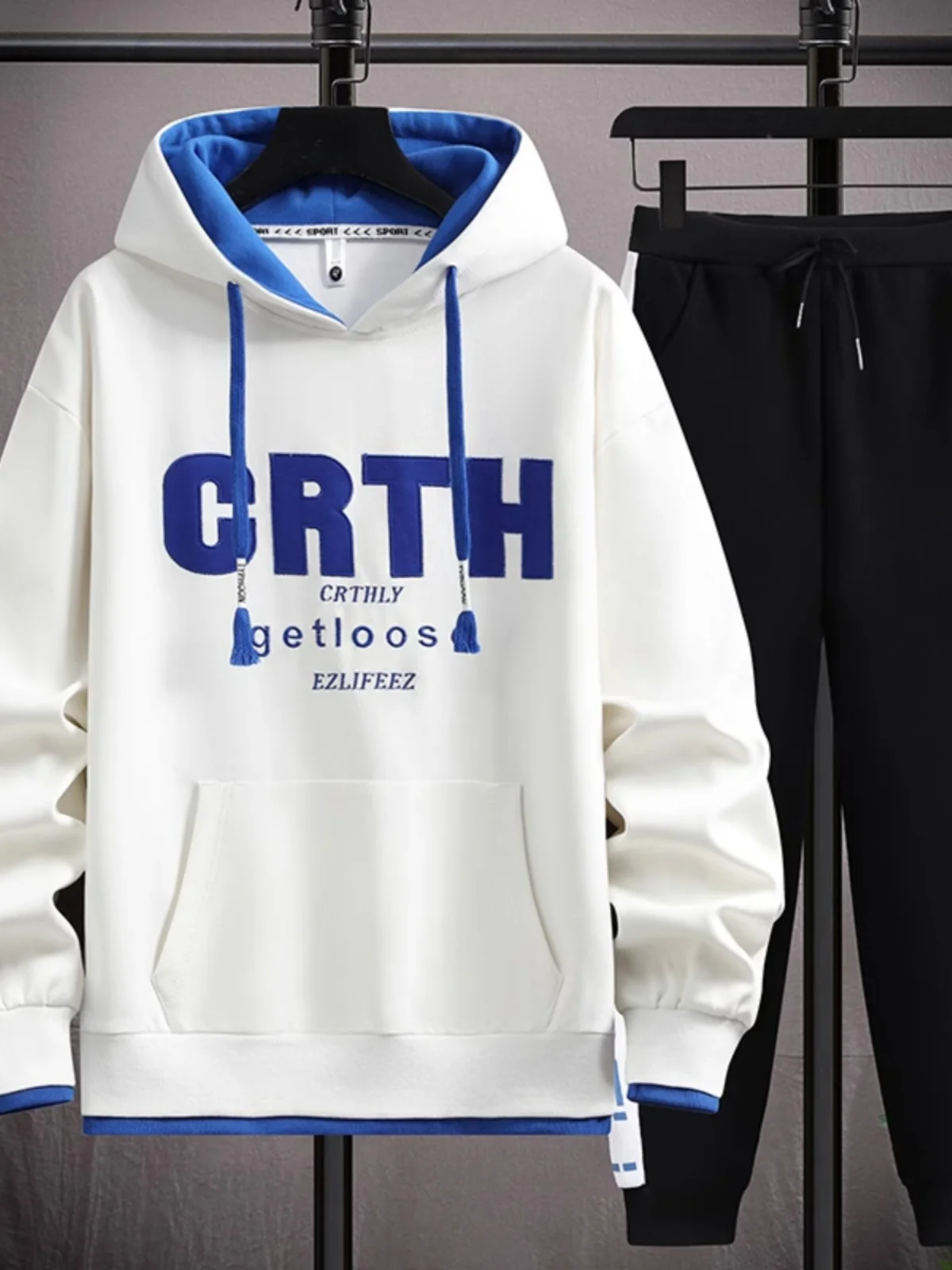 

Осенне-зимний комплект: худи и брюки для мужчин, спортивная одежда с принтом, для молодежи и студентов, повседневный, удобный, с длинными рукавами и длинными брюками