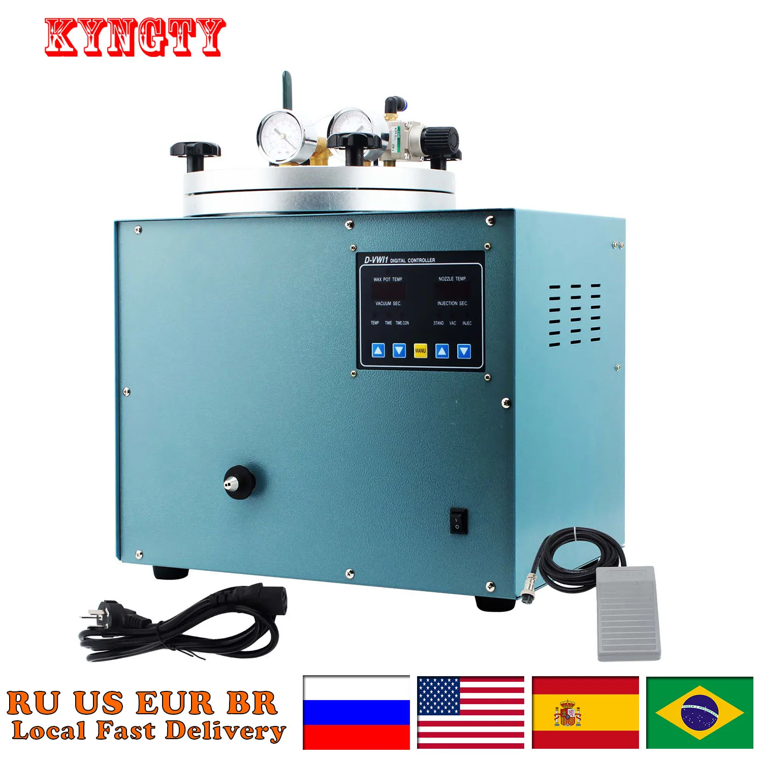 Digital Vacuum Casting Machine Wax Injector Jewelry Casting Machine Jewelry Vacuum Waxing Machine 3KG Capacity for Jeweler Tools