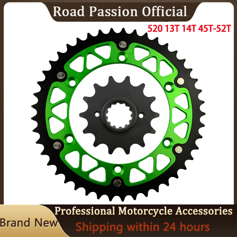 

520 Motorcycle 45T~52T 13T 14T Front & Rear Sprocket For KAWASAKI KLX250 SDF SEF 2013 2014 KLX250S 2006 2007 KLX 250S 250 S