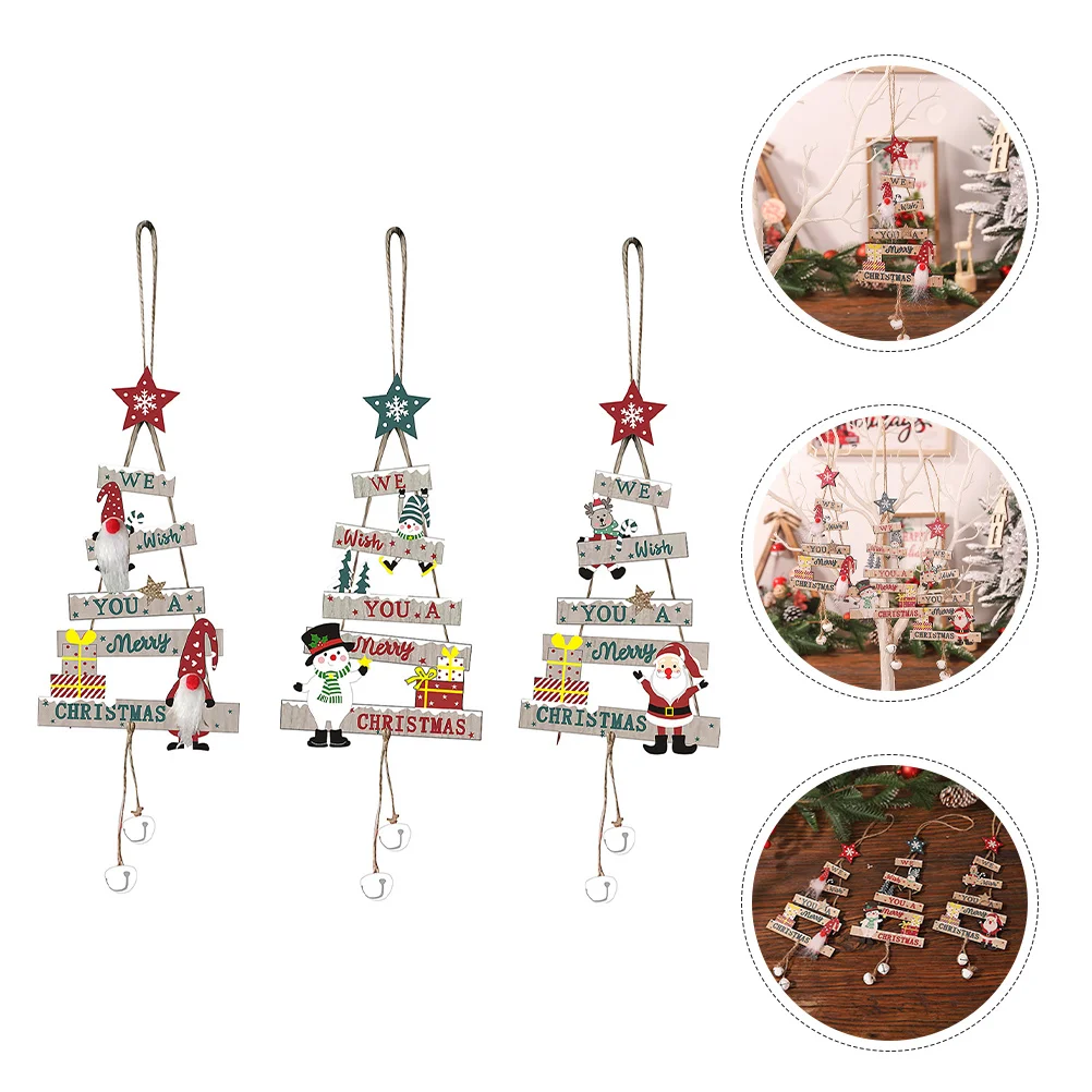

3Pcs Xmas Tree Wooden Ornaments Christmas Decorations Pendant Hanging Decors for Home Garden Christmas Decorations