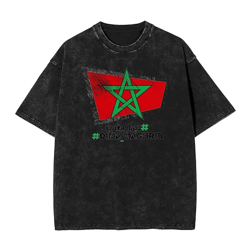 Mens T-shirt Moroccan star washed T shirts Harajuku cool fashion summer tee shirt streetwear cotton clothing birthday present