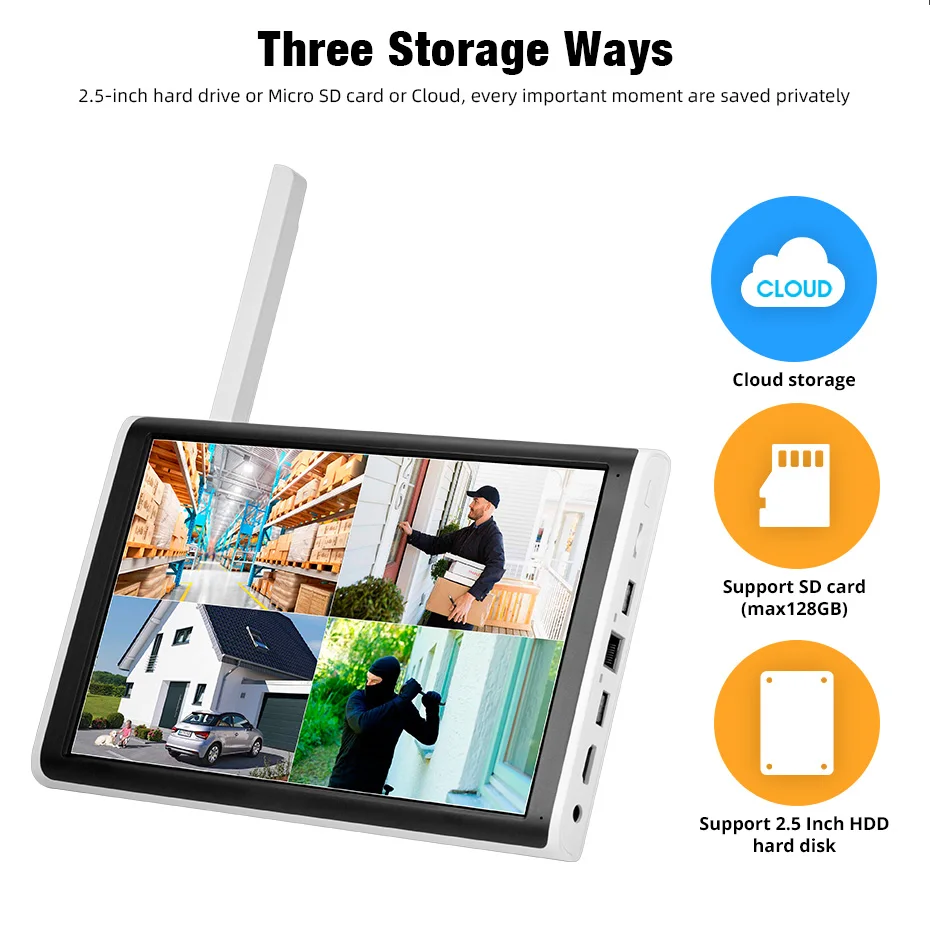 KERUI 6MP HD H.265 PTZ WIFI IP Camera 8CH Wireless 10.1-inch LCD Monitor NVR Kit Home Security Camera System Video Surveillance