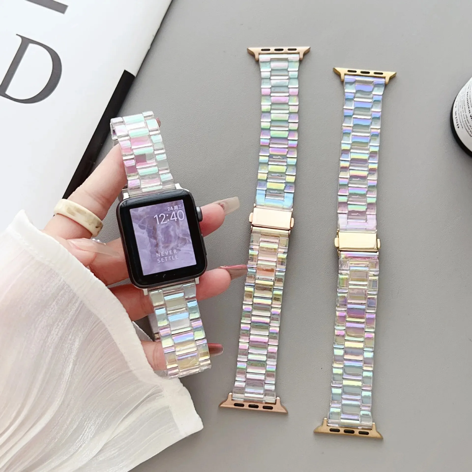 Przezroczysty pasek do Apple Watch Band Series 10 9 8 7 6 SE 5 4 Kolorowa bransoletka Ultra2 49mm 41 45 40 44 38 42 46mm