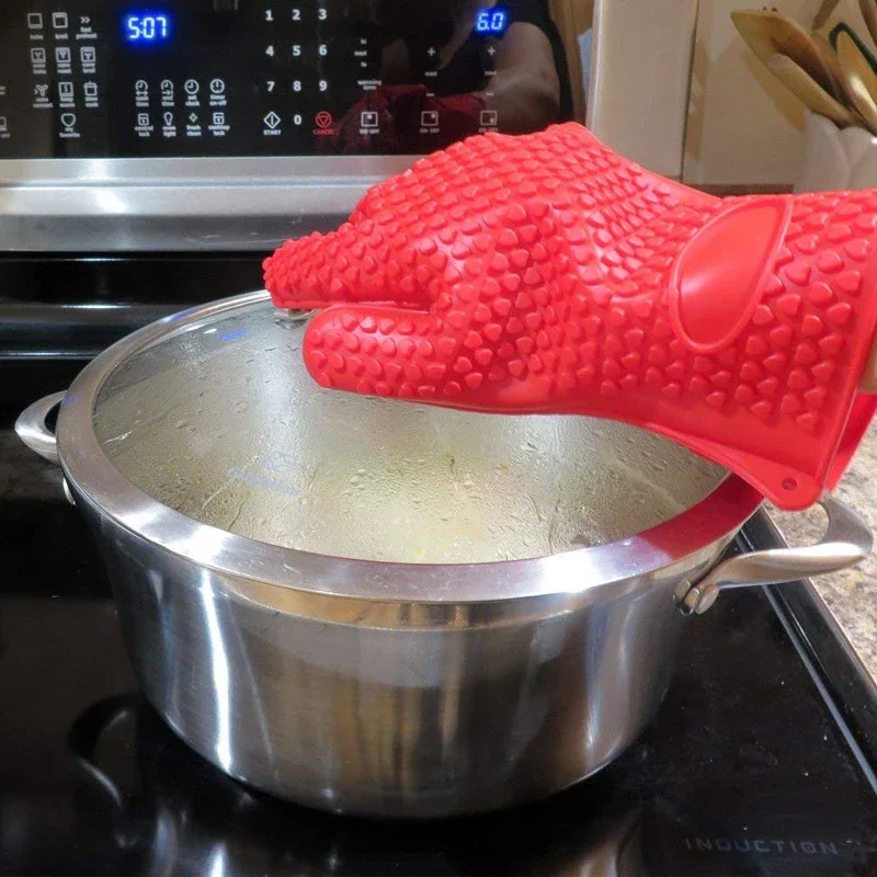 BBQ Silicone Grilling gloves Baking Gloves Anti-Scalding Cooking Oven Mitts Fireproof Barbecue Kitchen Heat Insulation Glove 1pc