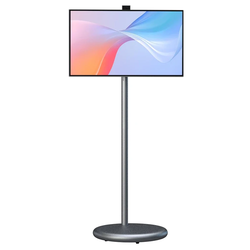 Smart TV 27-Zoll-LCD-HDTV mit LED-Hintergrundbeleuchtung, 27000 mAh Akku, tragbarer Touchscreen, Android 15 Bodenständer mit 1300 W Kamera