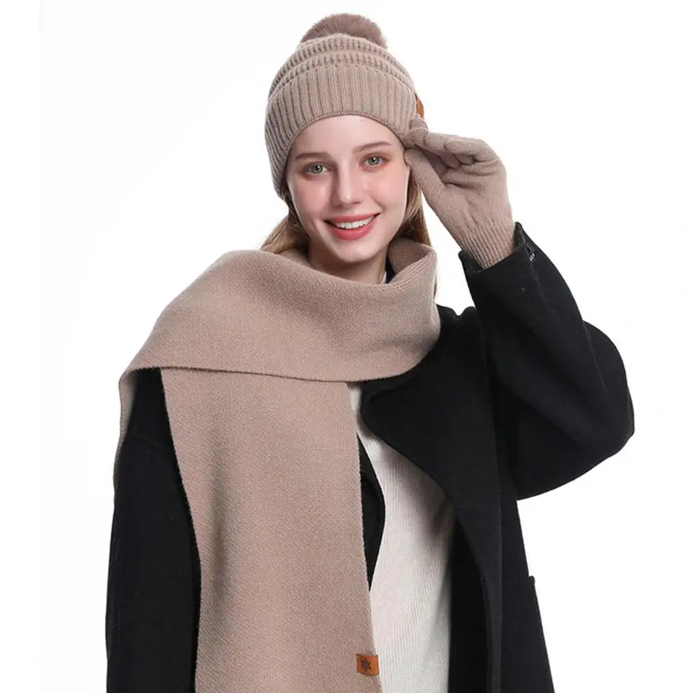 

Knitted Long Scarf Women's Winter Knit Beanie Scarf Gloves Set Cozy Cold Weather Accessories for Outdoor Activities for Cycling