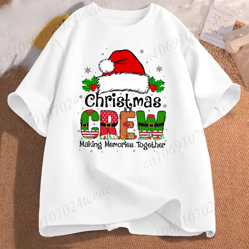 Image of Weihnachts-Crew 2026 Grafik T-Shirts für Männer und Frauen, Santa-Rentier-Motiv, Passende Familien-T-Shirts, Kurzarm-Oberteile, Feiertags-Oberteile