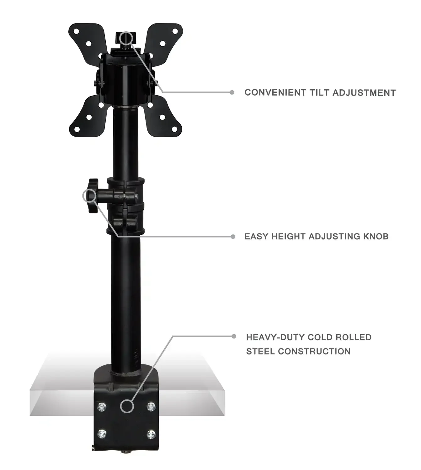 

Adjustable Height Desk Monitor Tilt Mount