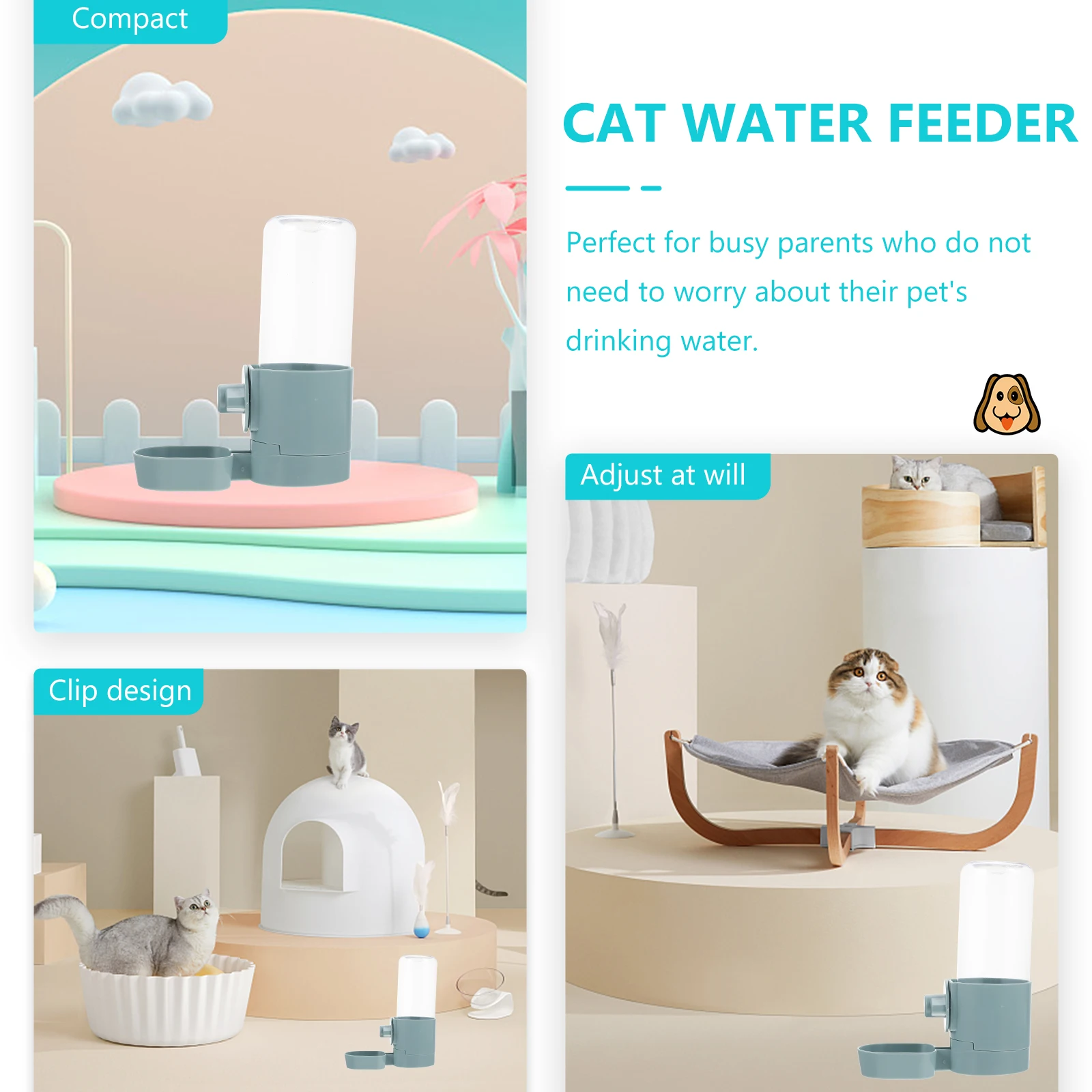 

Automatic Pet Feeder Durable Large Capacity Foldable Hanging Dog Water Bowl Blue Dog Cat Bowl Portable Storage Plastic
