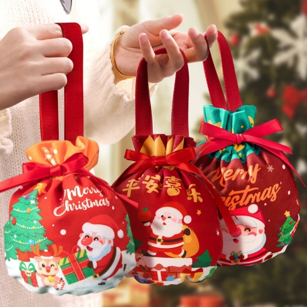 3/510 Pcs Velvet Christmas Hand-held Gift Bag for Christmas Eve Carnival Birthday Party Party Party Fruit Candy Gift Filling Bag