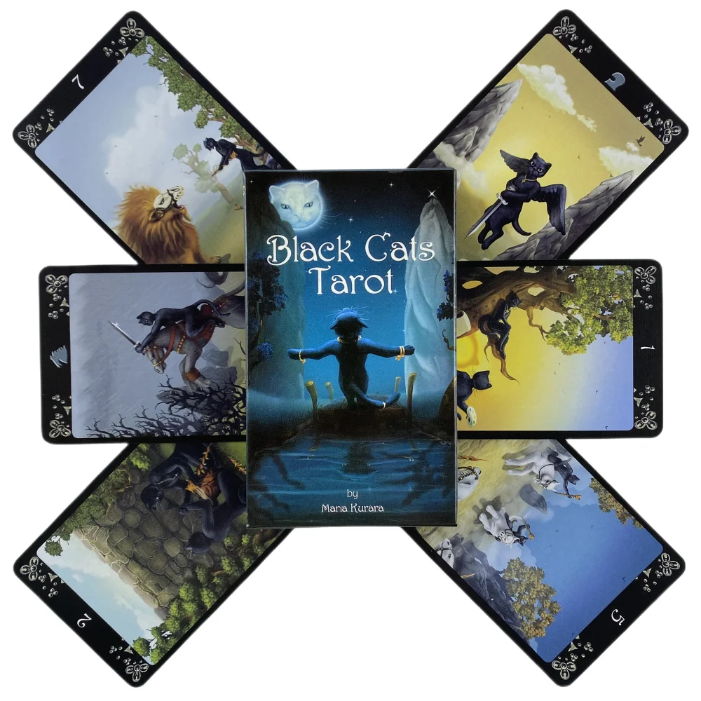 Cartas de Tarot de gatos negros A 78, oráculo, visión en inglés, edición de adivinación, juegos de Borad