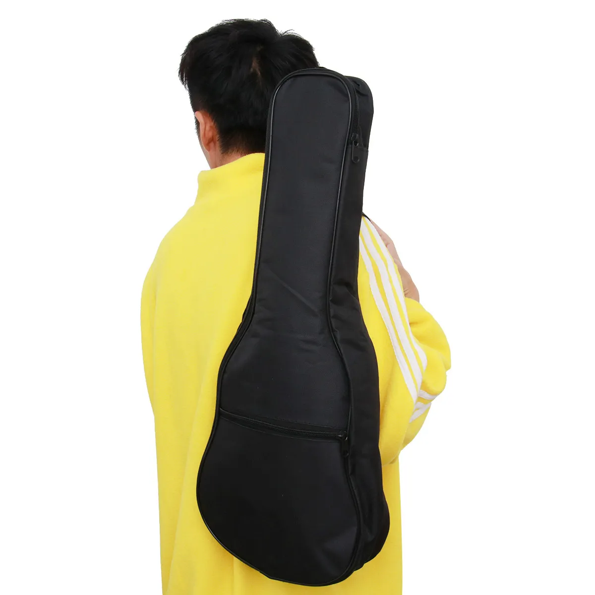 23 Inch Black Canvas Ukulele Bag Double Shoulder Acoustic Folk Case Large Pocket Outdoor Ukulele Bag