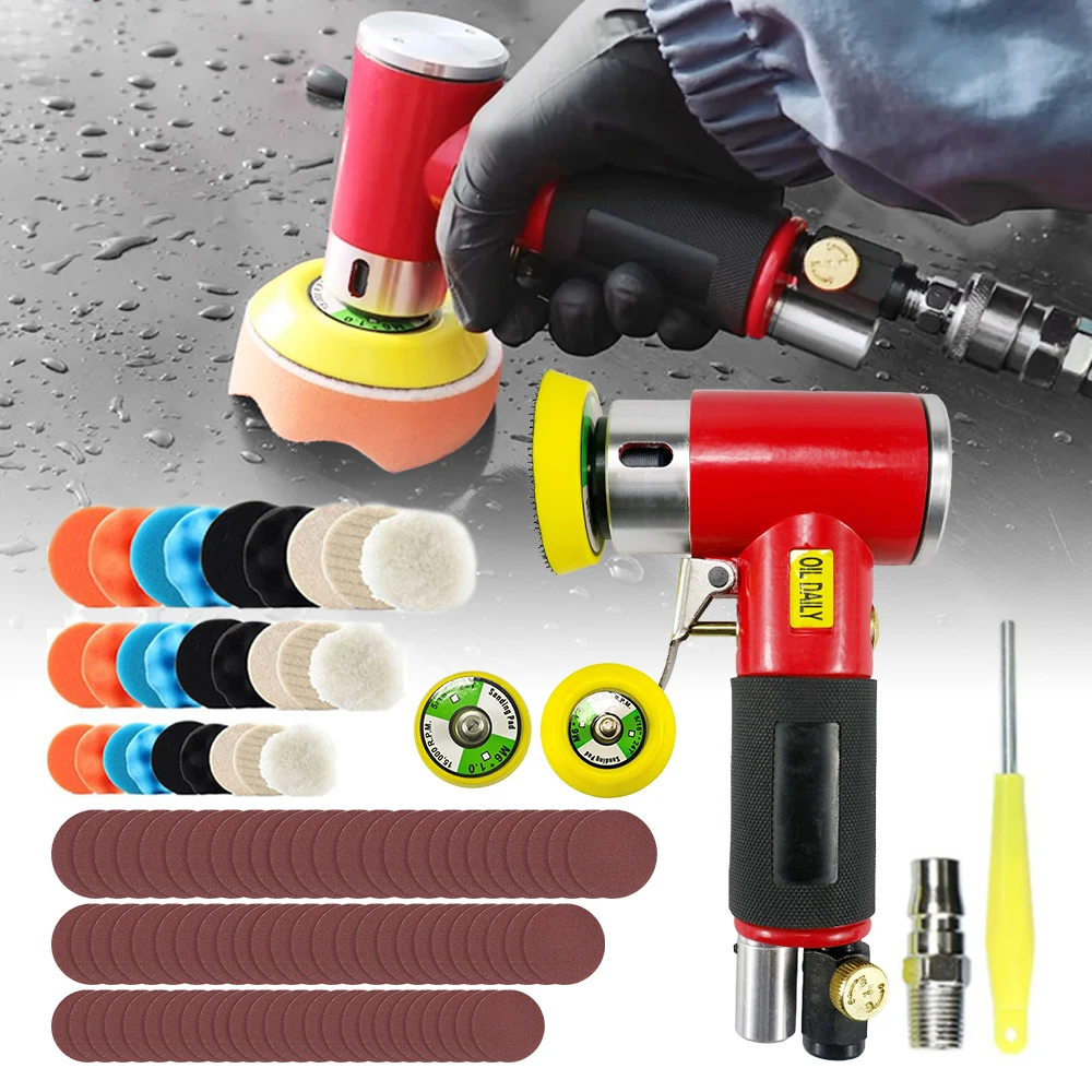 PECHAM 108pcs Random Orbit Air Sander Mini Pneumatic Grinding Machine for Car Polishing High Speed Air Powered Sanding Polisher