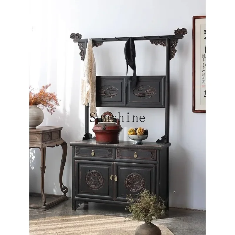 Hanging hanger, changing shoes, storage cabinet, bed and breakfast living room, solid wood Chinese furniture  FT