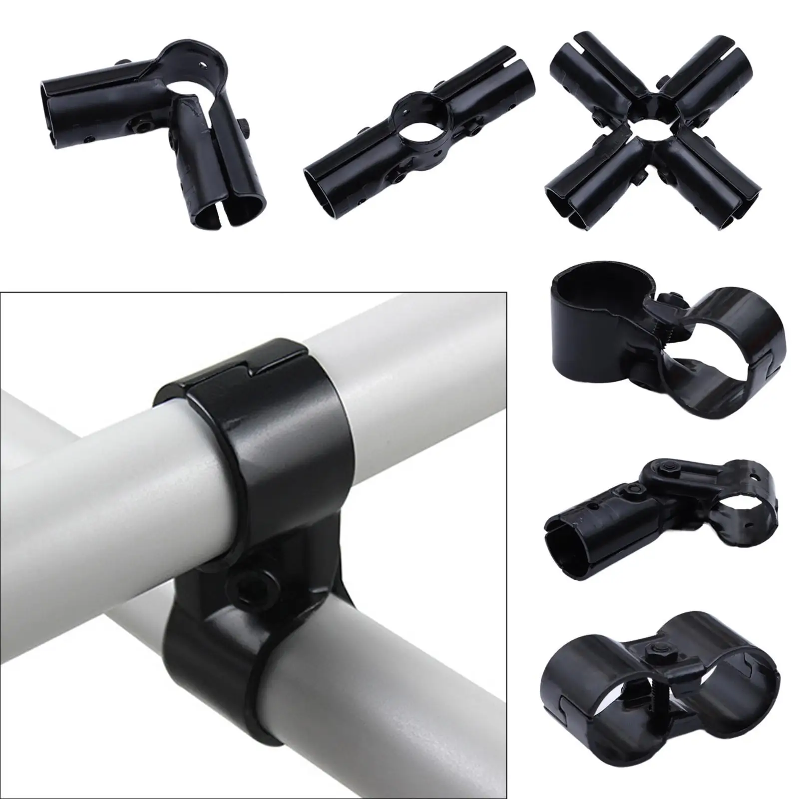 Pipe Clamp Rust Resistant Sturdy Black Pipe Joint Component for 28mm Tubes