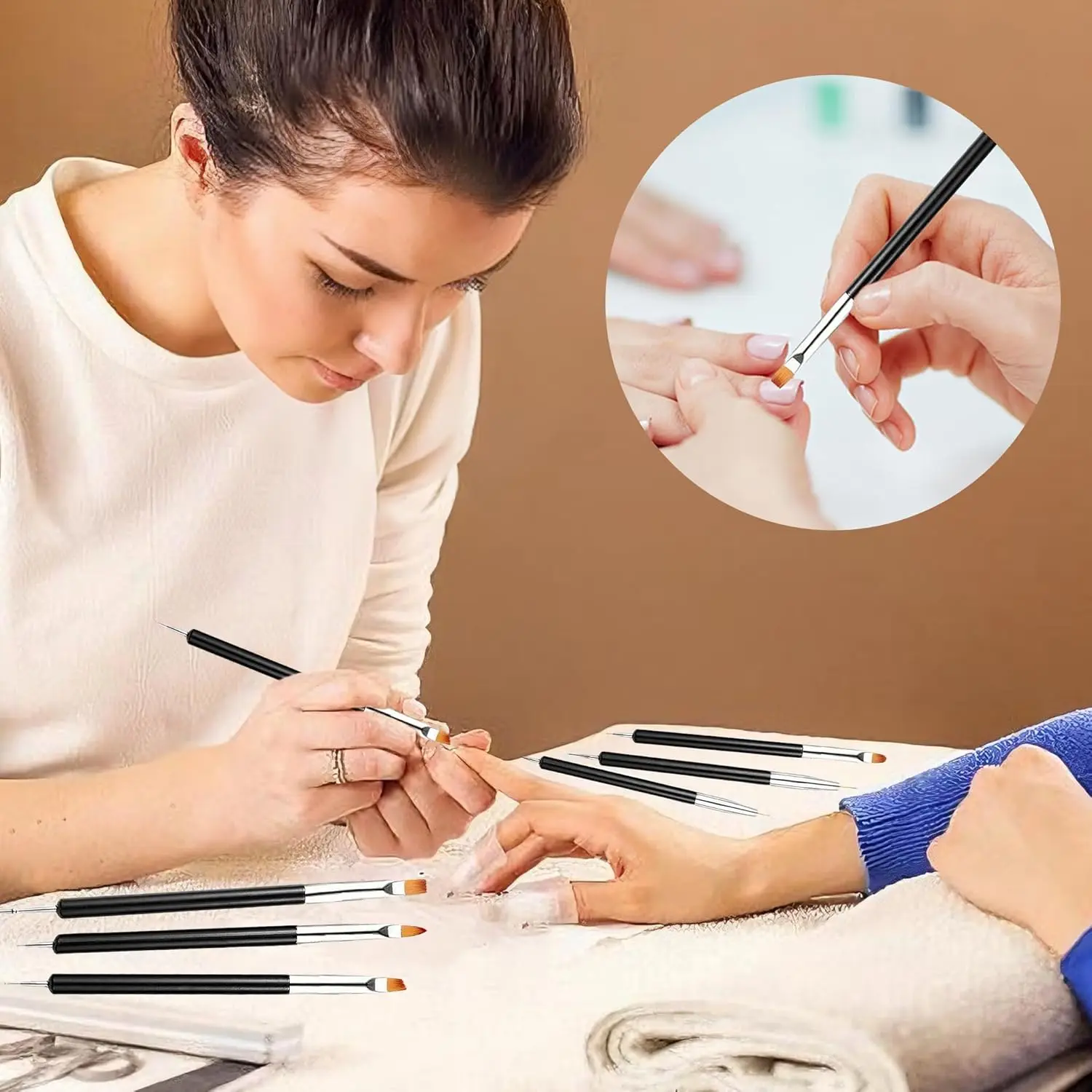 Kit de pinceaux pour Nail Art à double extrémité, 6 pièces, pour vernis Gel professionnel, stylos à points et détails |   Manucure DIY Salon & Home